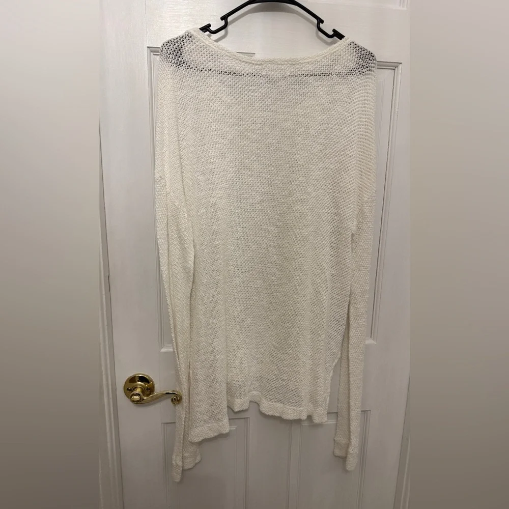 ANTHROPOLOGIE Velvet by Graham & Spencer Women’s White Open Knit Scoop Neck Top - Picture 2 of 4